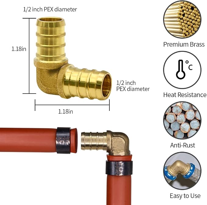 80pcs 1/2" Brass PEX Fittings Combo - Image 3