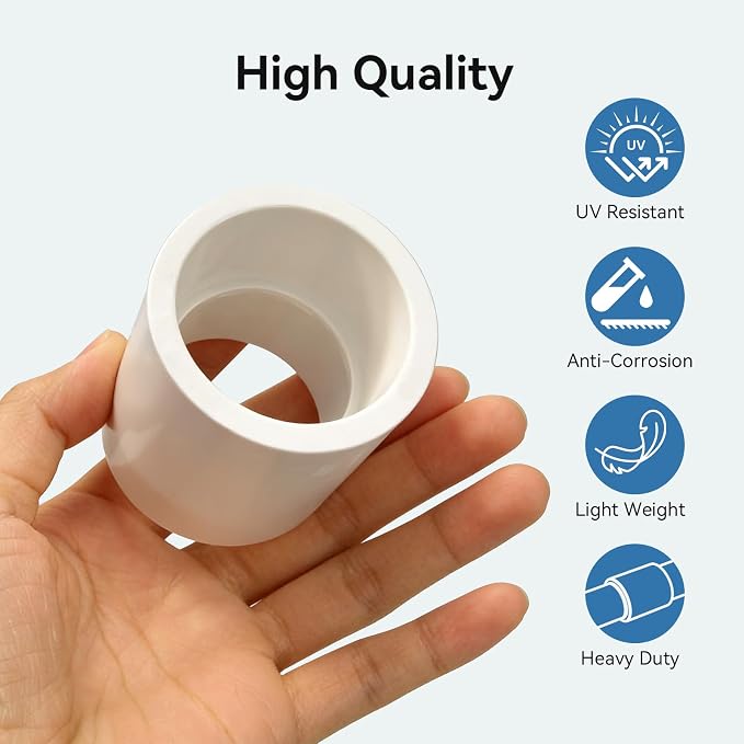 1Pack 3 Inch White PVC Pipe Coupling, Socket x Socket, Schedule 40 Heavy Duty - Image 6