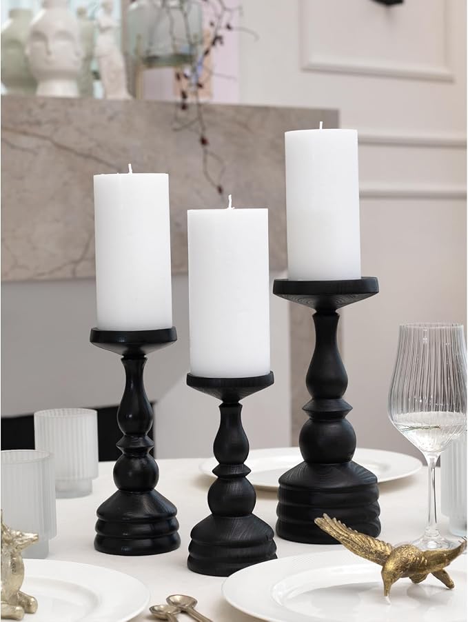 Large Pillar Candles 3x6 Inch – Set of 3 Unscented Dripless White Candles - Image 3