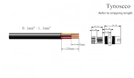 I-Shape 2-Way IP68 Waterproof Junction Box, Inline M18 Cable Connector - Image 5