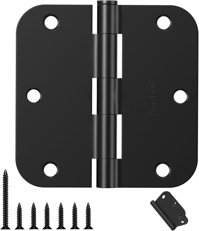 Door Hinges Matte Black 3.5 Inch Rounded 5/8" Radius 18 Pack | Black Interior - Image 8