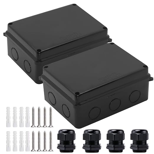 Electrical Box, ABS Plastic Project Box Power Cord Enclosure Black 5.9 x 4.3 x by LuSumtly
