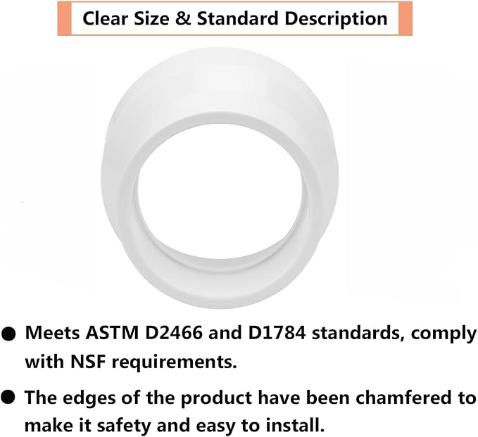 6Pack 2" x 1-1/2" PVC DWV Reducer Coupling Adapter Schedule 40 PVC DWV Slip - Image 5
