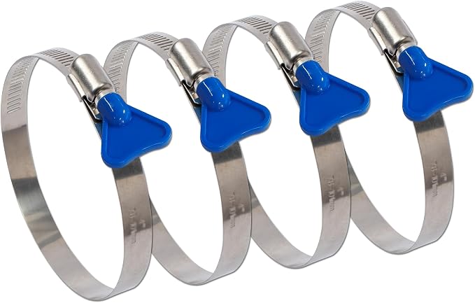 ISPINNER 4pcs 2.5 Inch Key-Type 304 Stainless Steel Worm Gear Hose Clamps - Image 2