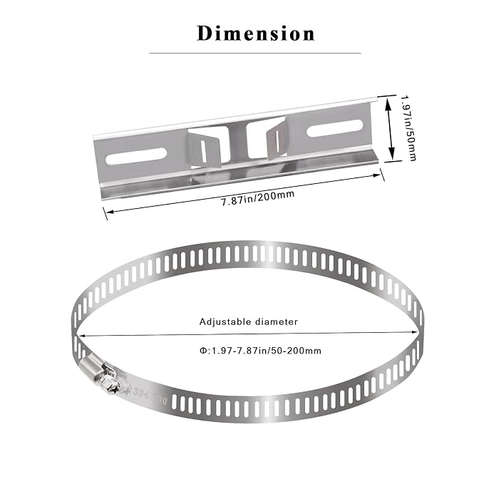 smseace Pole Mounting Kits, 304 Stainless Steel 200x50mm Brackets - Image 2