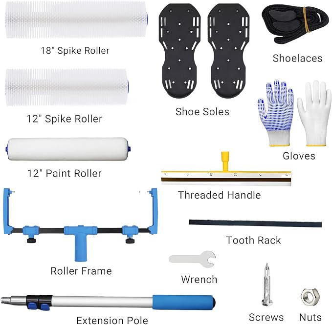 18-Inch Self-Leveling Cement Tool Kit, Upgraded Spike Roller Set - Image 2