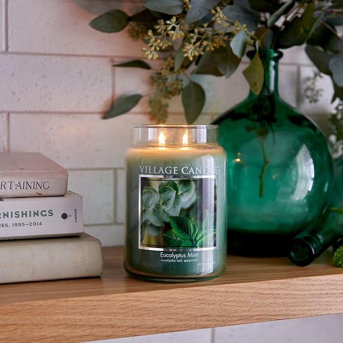 Village Candle Eucalyptus Mint Large Glass Apothecary Jar Scented Candle - Image 2