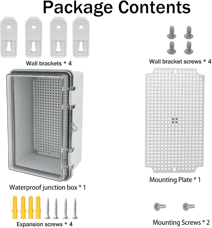 Junction Box, Hinged Grey Clear Cover IP67 Waterproof ABS Project Box - Image 6