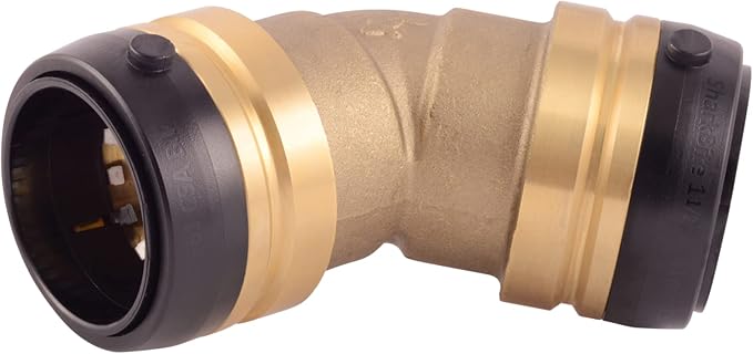 SharkBite 1-1/2 Inch 45 Degree Elbow, Push to Connect Brass Plumbing Fitting by SharkBite