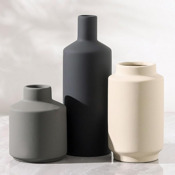 Ceramic Vase Set of 3, Modern Decorative Vases by MittDitt