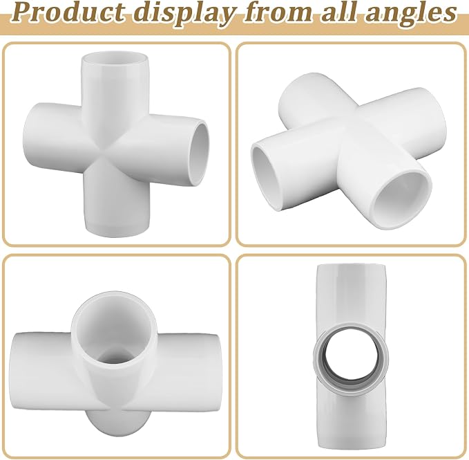 12-Pack 3/4" PVC Fittings Cross, Furniture Grade 3/4 Inch PVC Pipe Fittings 4 - Image 6