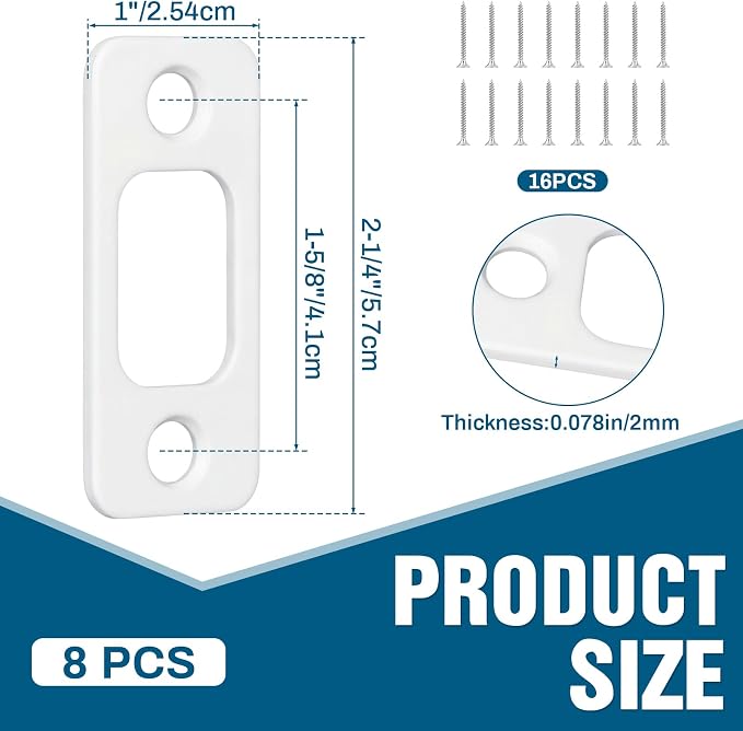 Blulu 8 Pcs 1" x 2-1/4" Door Deadbolt Strike Plate - Image 2