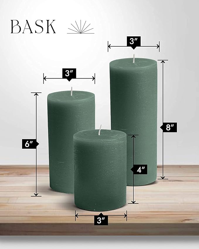 BASK Mottled Dark Green Pillar Candles - Image 2