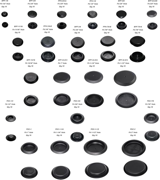 220pcs Flush Mount Black Hole Plug Assortment - Image 3
