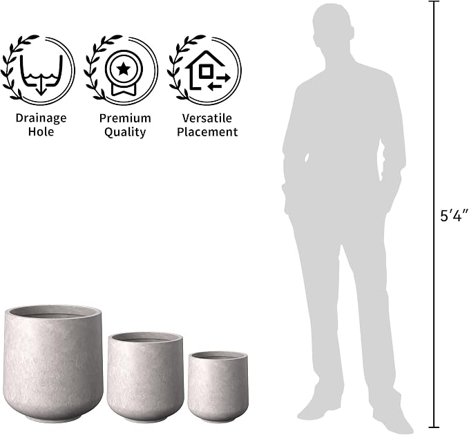 Kante Large Round Curved CON Gray Concrete Planter 16.5" Dia, Outdoor | Rubber - Image 7