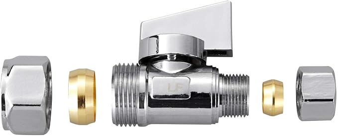 2 Pack Chrome Brass 5/8" OD Comp x 3/8 Inch OD Compression Quarter Turn Water - Image 4