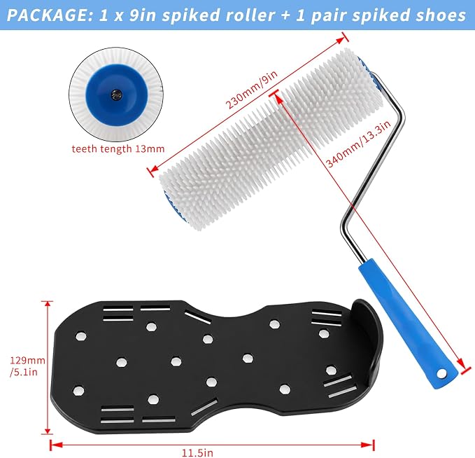 Self-Leveling Floor Tool Kit, 9in Roller & Spiked Shoes | 11.5in Spiked Shoes - Image 5