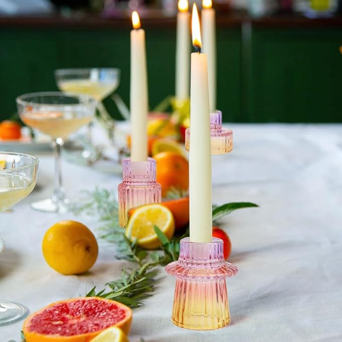 Vixdonos Glass Candlestick Holders Tealight Candle Holders - Image 6