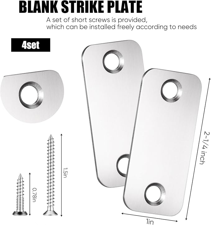 Blulu 4 Set Door Hole Cover Plate Blank Strike Filler Plate, Increase Home - Image 2