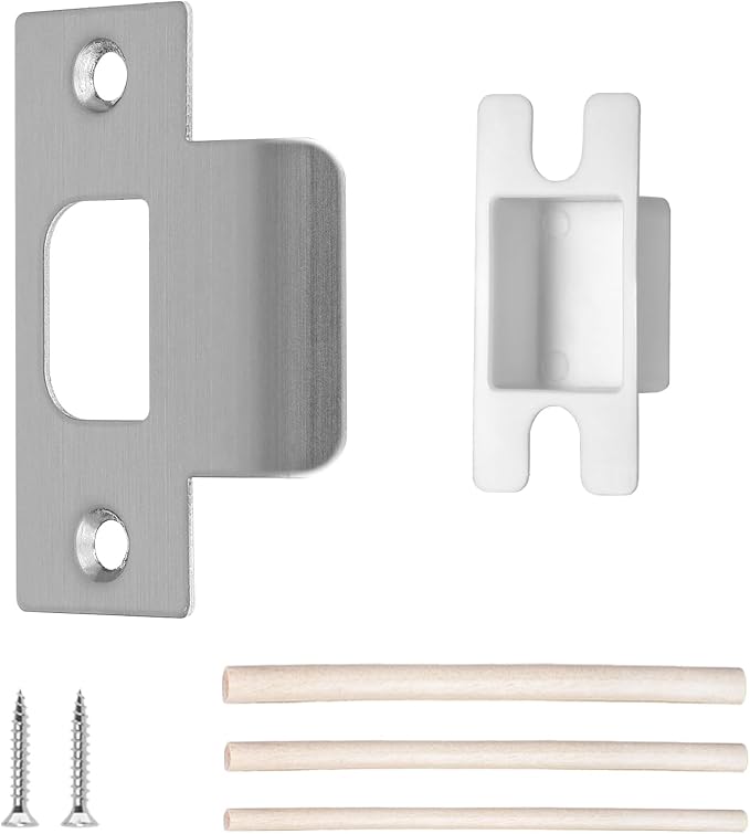 T-Shape Door Strike Plate, Satin Nickel, 2-1/8'' Hole Spacing | Door Frame by Newlaking