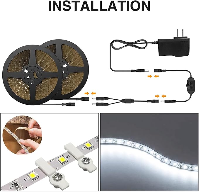 Onforu White LED Strip Lights, 32.8FT 6000K Super Bright Dimmable Tape Light Kit - Image 7