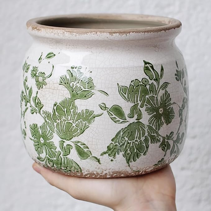 Tuscan Ceramic Indoor Plant Pot, Rustic Farmhouse Vase - Image 5