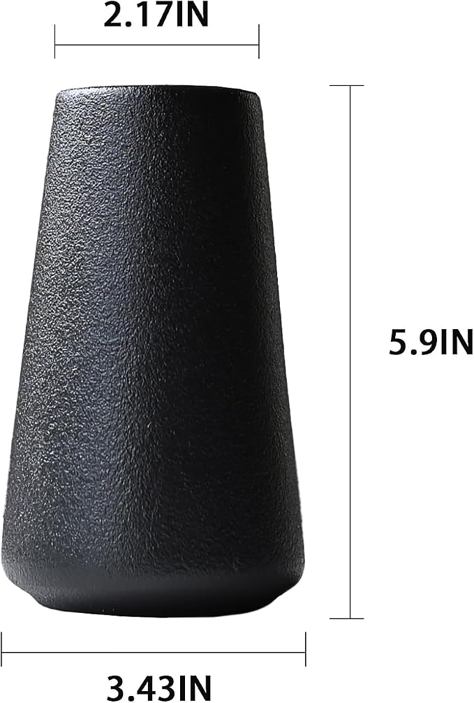 Modern Black 5.9'' Ceramic Vase Set of 6 - Image 5