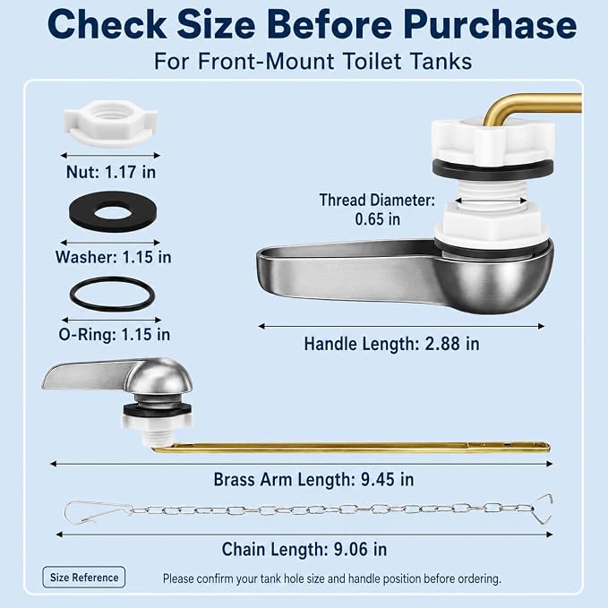 Toilet Handle Replacement Kit – Universal Front Mount Toilet Flush Handle - Image 3