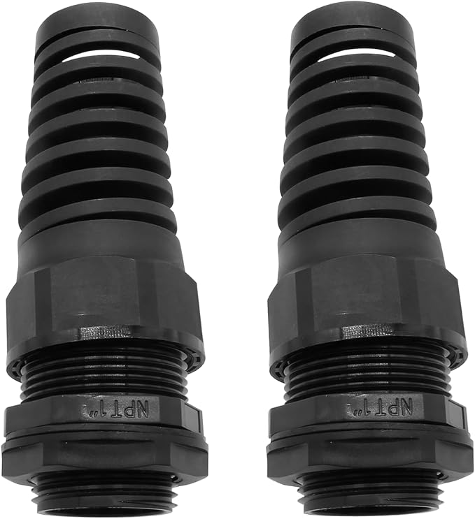 2Pcs NPT 1" Black Cable Gland | IP68 Waterproof, Nylon Joint, Adjustable Locknut - Image 5