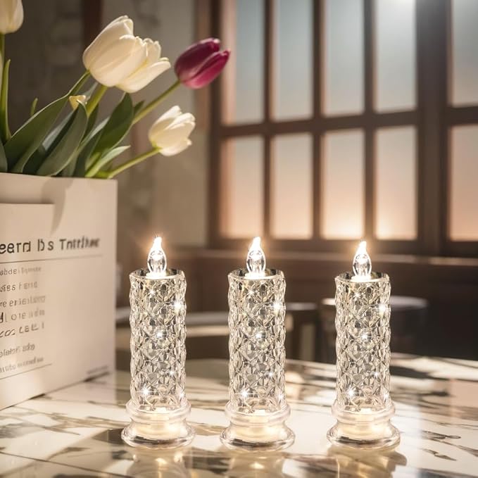SupBri 6PCS Rose Halo LED Flameless Candles, Valentines Anniversary Wedding - Image 3