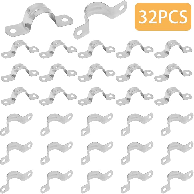 32Pcs 20mm / 3/4" Stainless Steel U Bracket Pipe Clamps | Conduit Clamps - Image 3