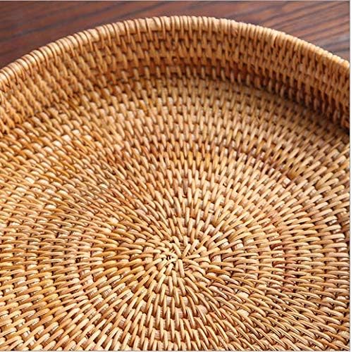 Rattan Round Serving Tray, Decorative Coffee Table Tray, Ottoman Hand Woven - Image 2