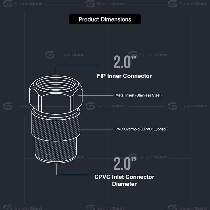 Supply Giant TTDQG400 Female x CPVC Adapter Transition Pipe Fitting Durable - Image 3