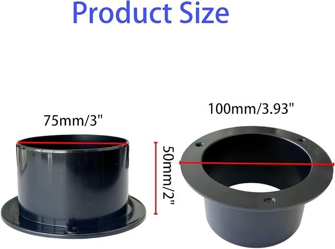 3 Inch Black Plastic Duct Connector Flange, ABS Straight Pipe Fitting - Image 2