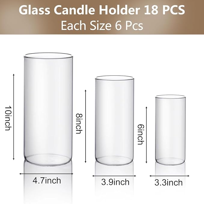 PHOSPHOR Hurricand Candle Holder 18 PCS, Glass Pillar Candle Holder - Image 2