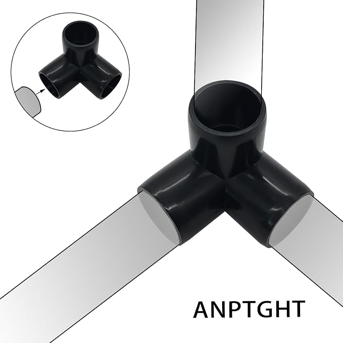 1/2“ Tee PVC Fitting 3 Way Elbow Connector, Furniture Grade 90 Degree Elbow - Image 5