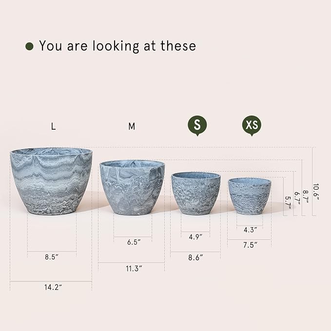 LA JOLIE MUSE Planter Pots, Indoor Outdoor Flower Pot, 8.6+7.5 Inch 2 Pack | - Image 7