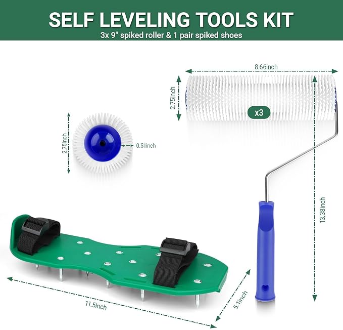 9-inch Spiked Roller for Self Leveling, Epoxy Shoes Spikes, Self Leveling Tool - Image 2