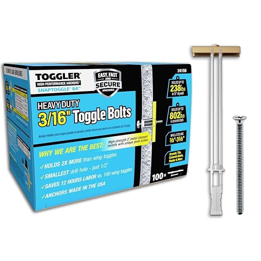 TOGGLER SNAPTOGGLE Toggle Bolt 3/16-24 UNC, 100 Pack, Flat Head | Heavy-duty by TOGGLER