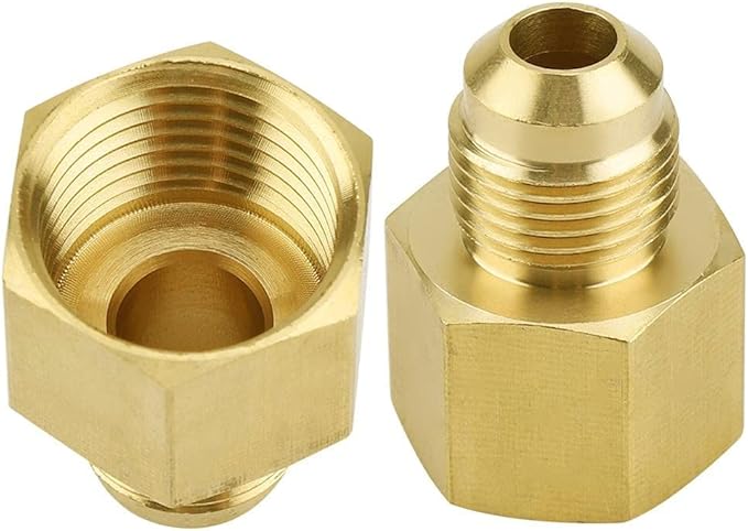 2 pcs Brass Flare Tube Fitting Coupling Gas Adapter 3/8" Male Flare x 1/2" NPT - Image 6