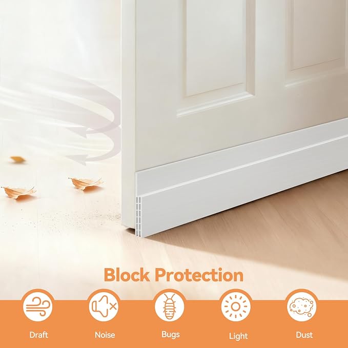 Ohuhu Wide 3.4" Door Draft Stopper, 1.4" Adhesive Weather Stripping Seal | 39" - Image 3
