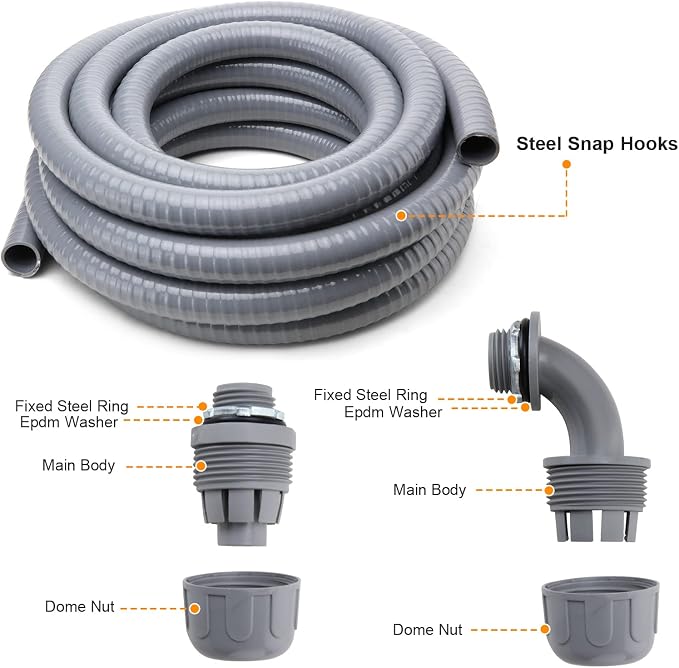DWALE Liquid-Tight Conduit and Connector Kit, Flexible Non Metallic Liquid - Image 6