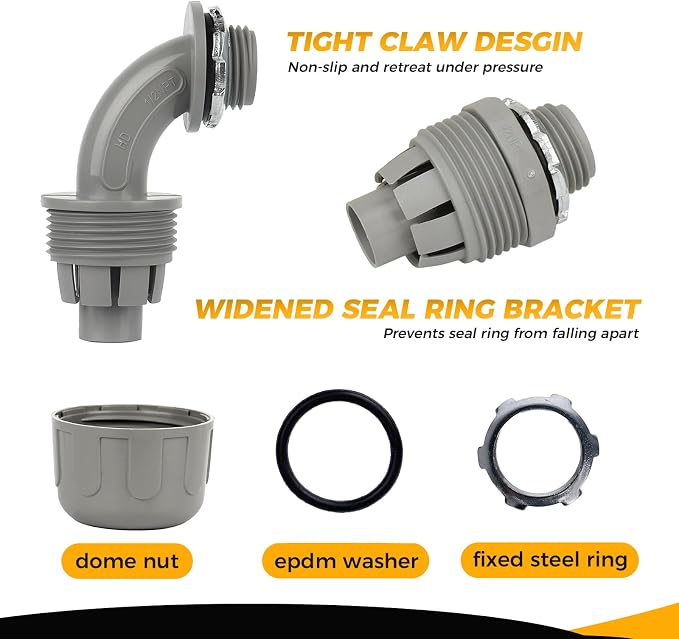 Conduit Connectors, 1/2 Inch Liquid Tight Connector NPT Non-Metallic - Image 3