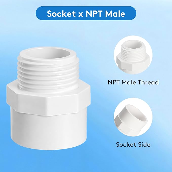 12 Pack 3/4" PVC Male Adapter, Schedule 40 - Image 3