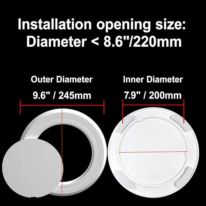 Plastic Access Panel 2 Pack, ABS Round Wall Hole Cover Plate, 3 Second Adhesive - Image 2