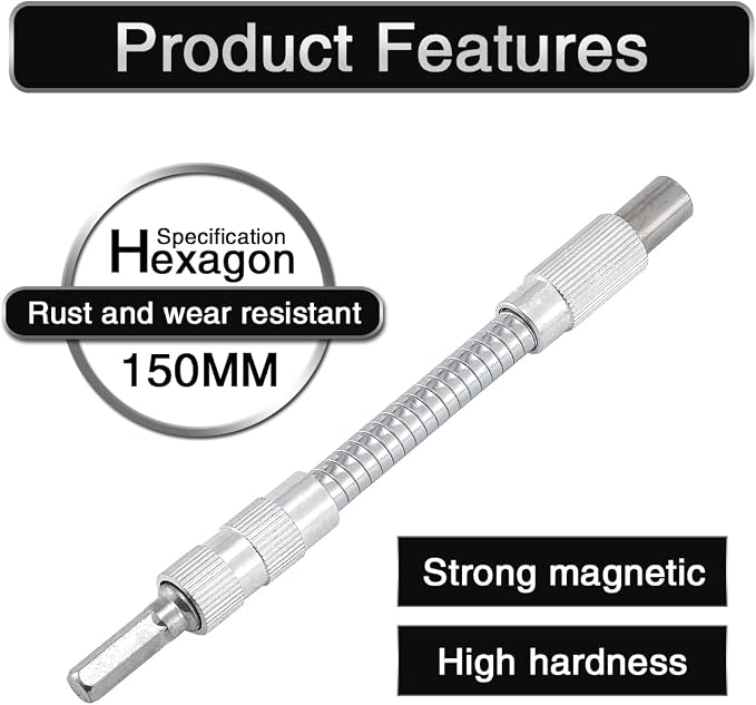 1 Pcs Mixed Drive Flexible Socket Extension Bar Adapter -150mm, 6.35mm Alloy - Image 7