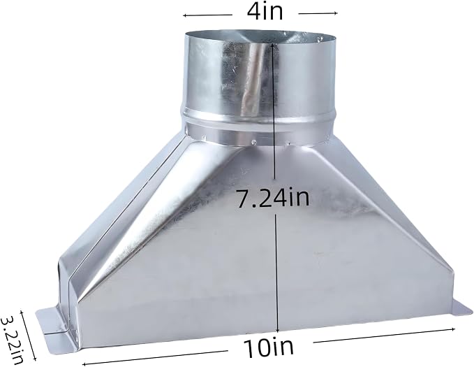 3 1/4-Inch x 10-Inch to 4-Inch Diameter Galvanized Rectangular to Round Duct - Image 2