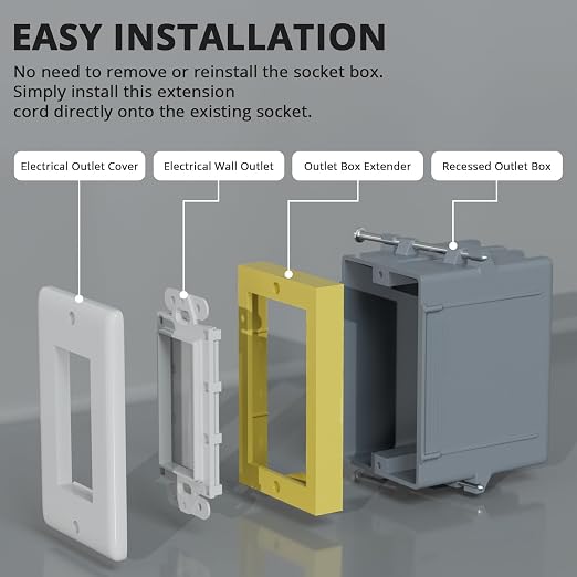ABS 1/2 Inch Outlet Box Extender, Single Gang, 1 Pack | Single Gang Outlet Box - Image 4