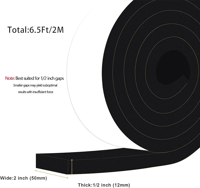 Extra Wide Heavy Duty Weather Stripping, Doors & Windows, 2x1/2in | Strong - Image 5
