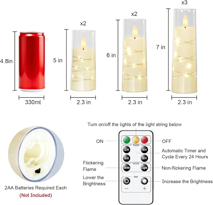 Raycare 7 Pack Flameless Battery Operated Pillar Candles - Image 6